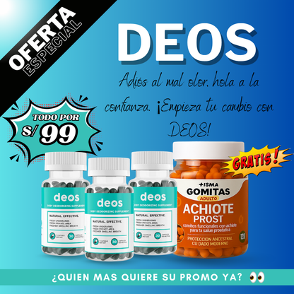 PROMO DEOS X3 Suplemento desodorante corporal + regalo 🎁 gomitas funcionales
