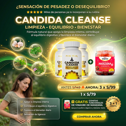 PROMO CÁNDIDA CLEANSE X3 Suplemento natural para una digestión saludable + regalo 🎁 gomitas funcionales de Manzana