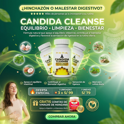 PROMO CÁNDIDA CLEANSE X3 Suplemento natural para una digestión saludable + regalo 🎁 gomitas funcionales de Manzana
