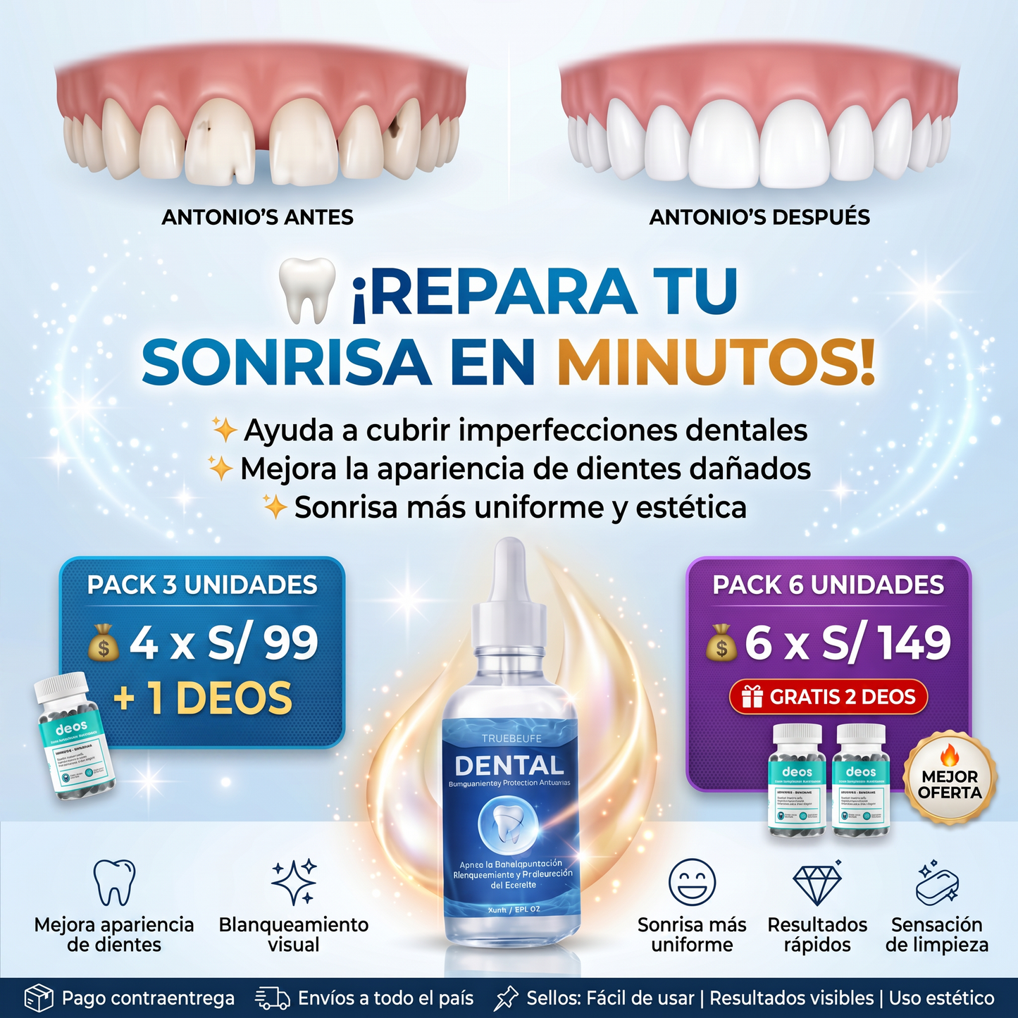 Armadura Líquida Curativa de caries para dientes + Deos (limpieza profunda)