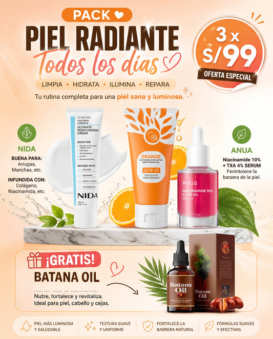 Pack Piel Radiante Nida + Orange + Anua y regalo Batana oil