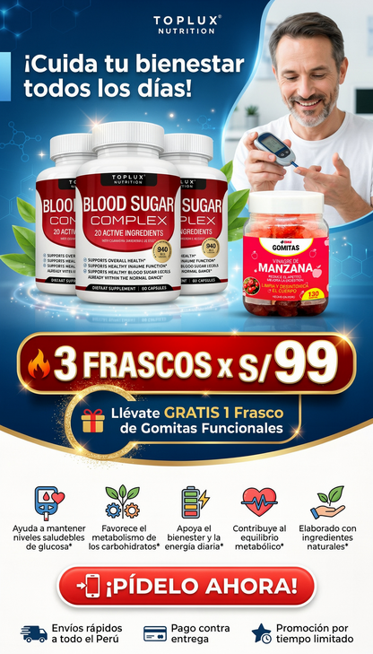 BLOOD SUGAR COMPLEX X 3 + GOMITAS FUNCIONLES