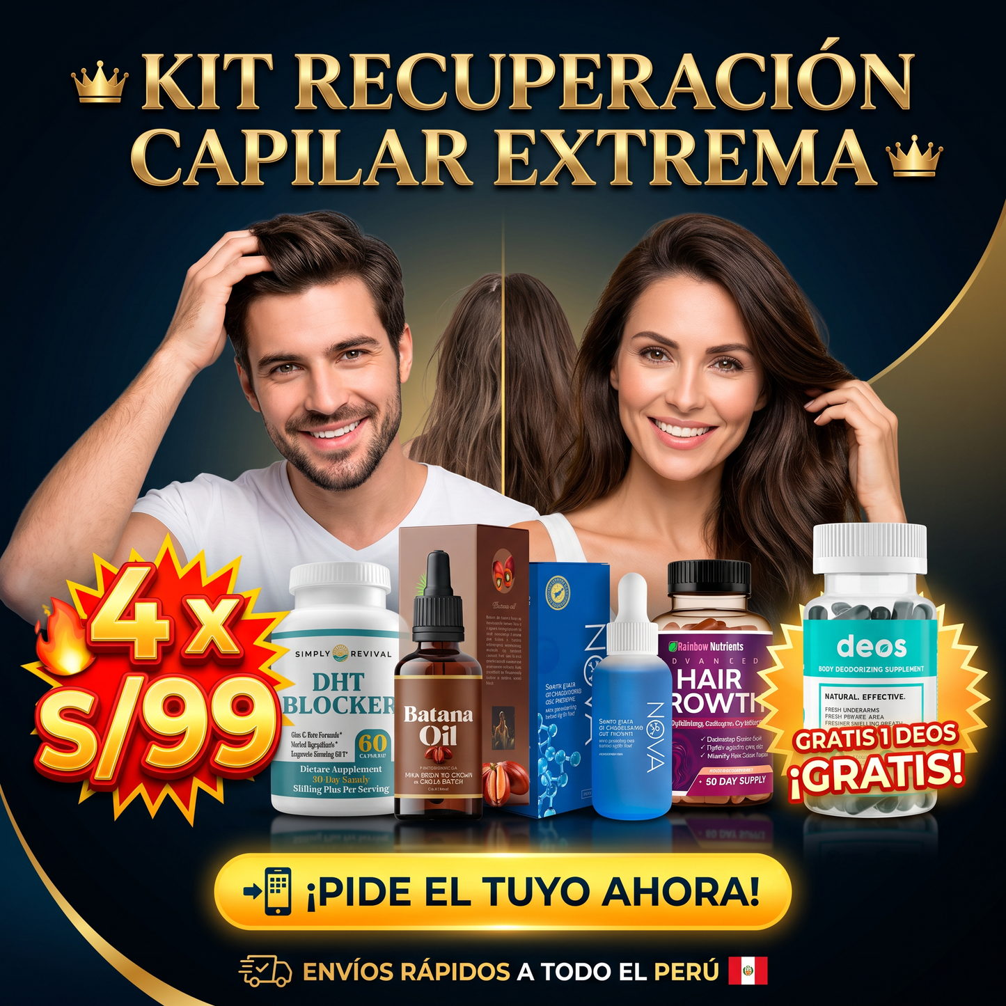 Kit Recuperación Capilar Extrema (DHT blocker + Hairgrowth + Batana oil + Nova + Deos)